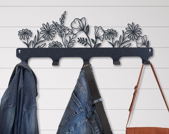Floral Wall Hook, Flower Design Coat Rack, Metal Flower Wall Rack, Entrance Hall Coat Hooks, Flower Motif Coat Hanger, Metal Coat Rack