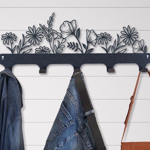 Flowers Wall Mounted Coat Rack Coat Racks Etsy