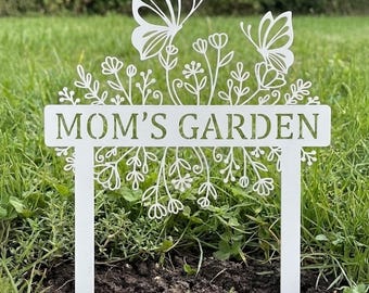 Personalized Butterfly Garden Sign, Custom Metal Yard Decor, Floral Name Stake