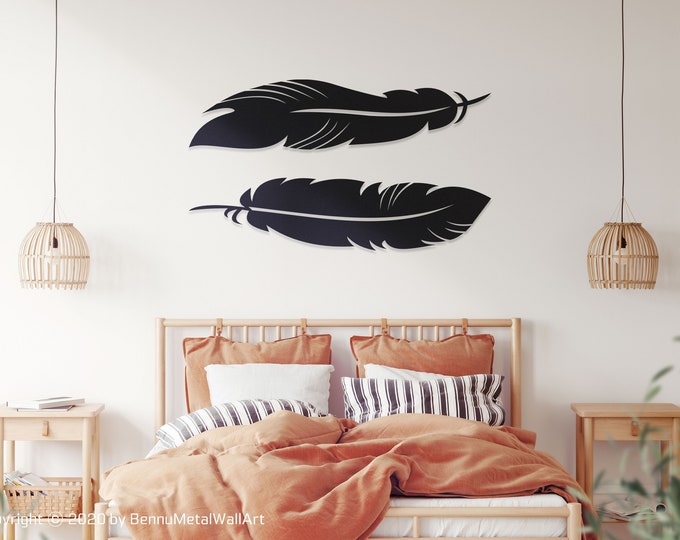Metal feather wall art, Metal feather wall decor, Feather wall art, Feather wall hanging, Gold feather wall decor, Birds of a feather,x2 Pcs