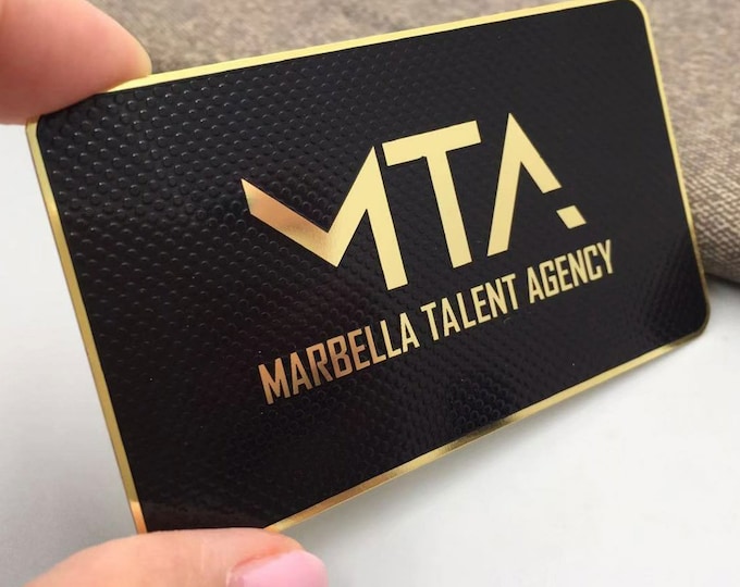 Black custom metal business cards, gold metal business cards, textured business cards, Stainless Steel Metal Business Card