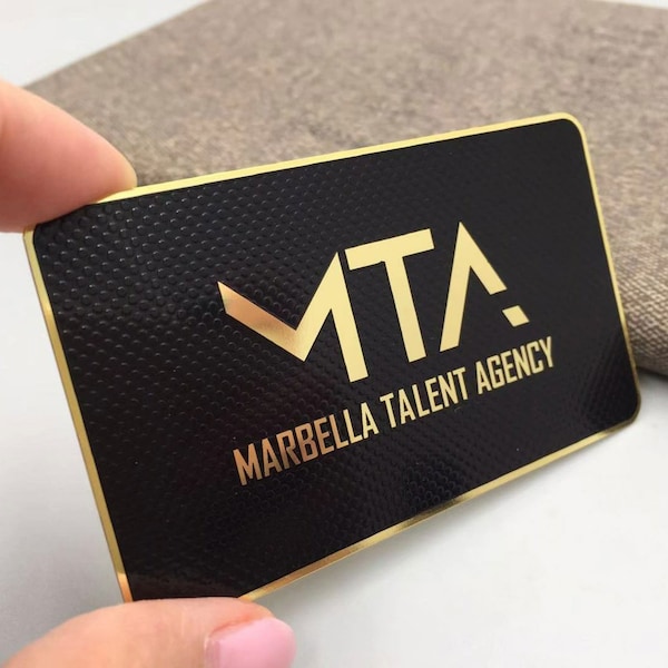 Schwarze benutzerdefinierte Metall-Visitenkarten, goldene Metall-Visitenkarten, strukturierte Visitenkarten, Edelstahl-Metall-Visitenkarten