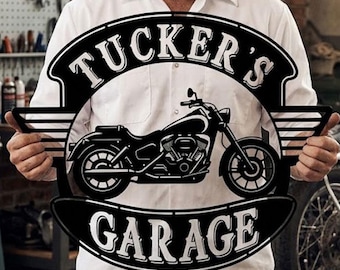 Personalized Motorcycle Metal Sign, Garage Decor Gift for Dad