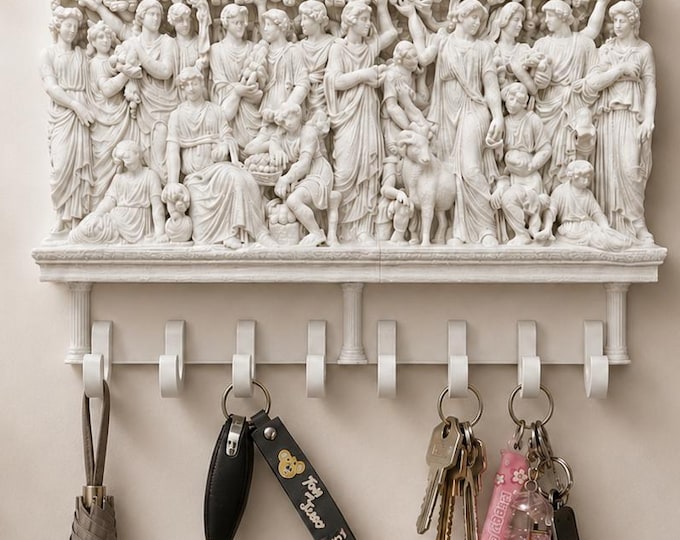 Roman Relief Key Holder for Wall, Classical Entryway Organizer, Decorative Key Hook Rack, Hallway Decor, Umbrella Holder