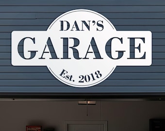 Personalized Garage Sign – Custom Metal Shop Sign, Workshop Wall Decor, Outdoor Metal Name Plaque
