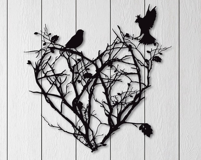 Heart wall art, Metal tree wall art, Tree of life metal wall art, Metal heart wall decor, Metal bird wall art, Christmas gift