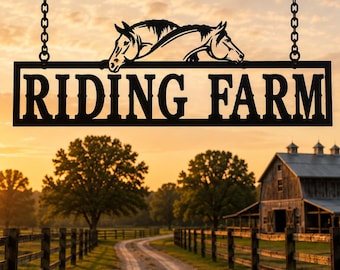 Personalized Horse Farm Metal Sign, Custom Ranch Entrance Sign, Equestrian Barn Decor - Large metal farm sign