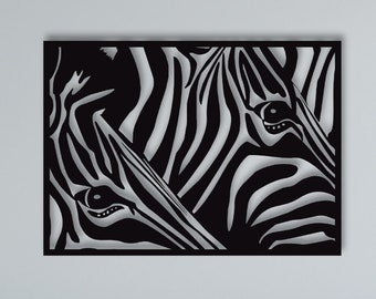 Zebra metal wall art, zebra metal wall decor, black zebra, black and white zebra wall art, zebra framed wall art