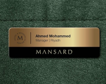 Custom Metal Name Badge, Personalized Name Tag, Magnetic Lapel Badge, Custom Employee Name Badge, Personalized Metal Name Plate