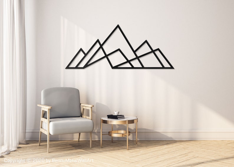 Mountain Line Wall Art Large Metal Mountain Wall Art Modern Etsy
