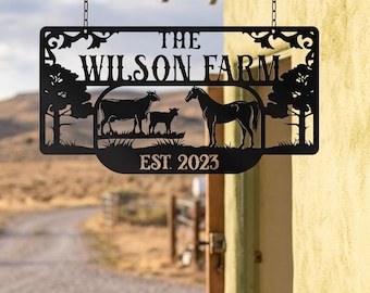 Large Metal Ranch Sign: Personalized Farm Plaque