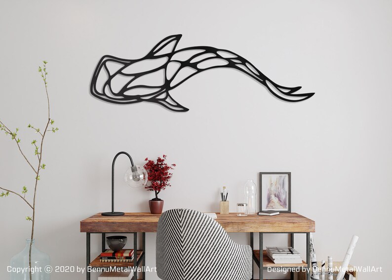 metal whale wall decor