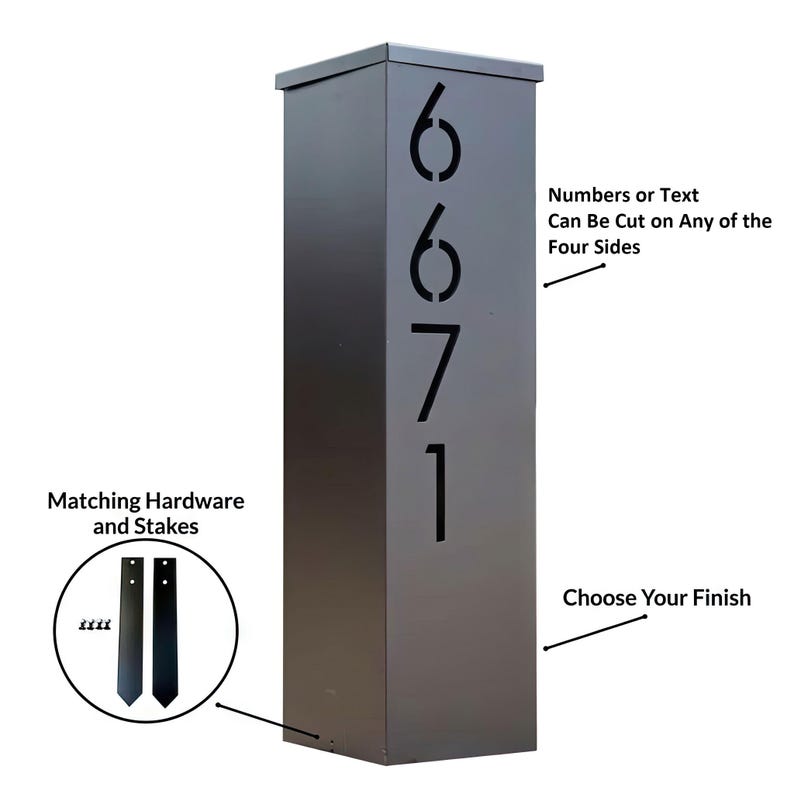 Modern Address Pillar | Custom House Number Post | Outdoor Address Sign ...