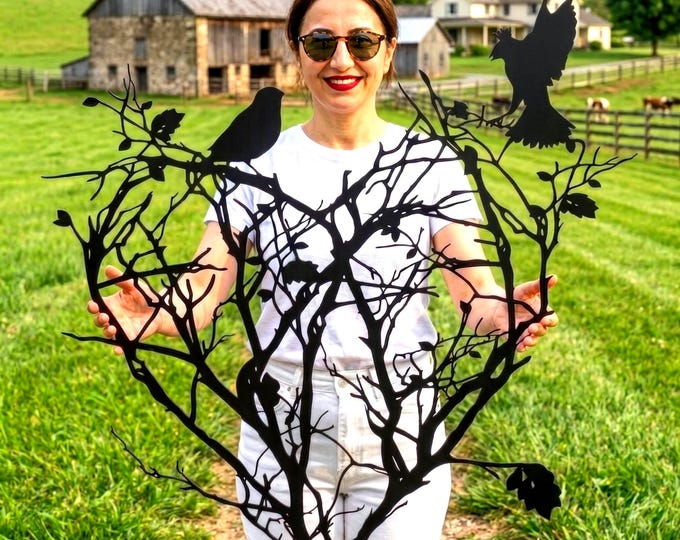 Heart wall art, Metal tree wall art, Tree of life metal wall art, Metal heart wall decor, Metal bird wall art, Christmas gift