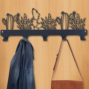 Cactus Metal Coat Rack: Wall Mounted Entryway Organizer
