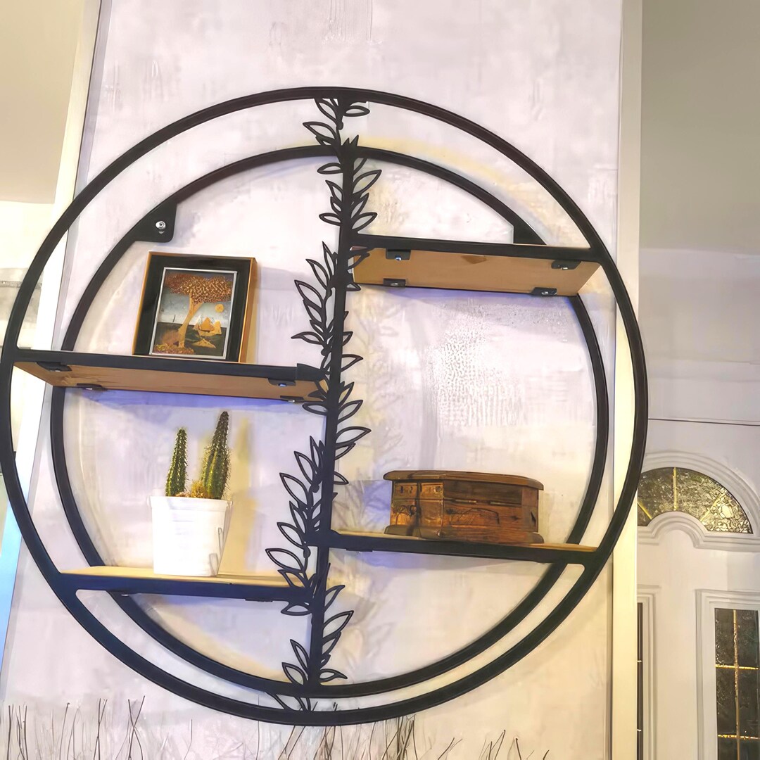 Wood And Metal Floating Shelfnull