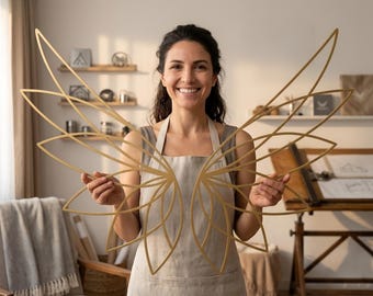 Metal Angel Wings Wall Art | Modern Geometric Home Decor | Minimalist Wall Art