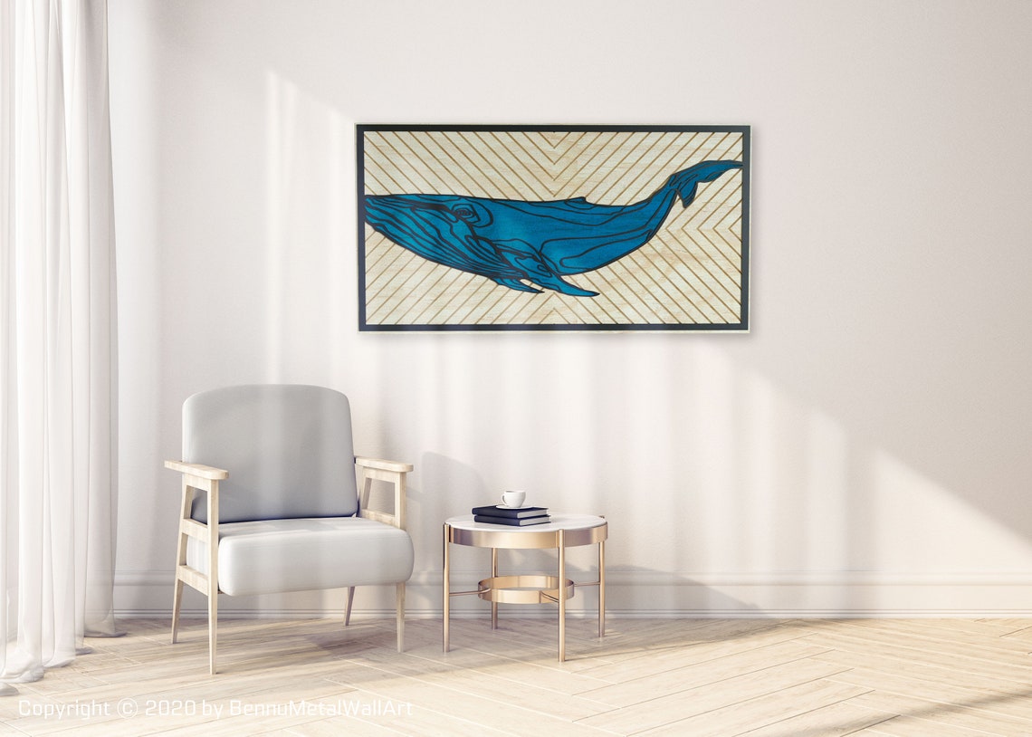 Whale wall art Wooden whale wall art Large wooden whale wall Etsy