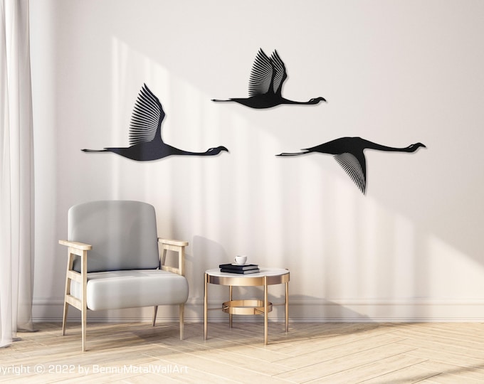 Crane bird metal wall art, Flying Cranes Metal Wall Art, Abstract Birds Wall Decor, flamingo birds metal wall art