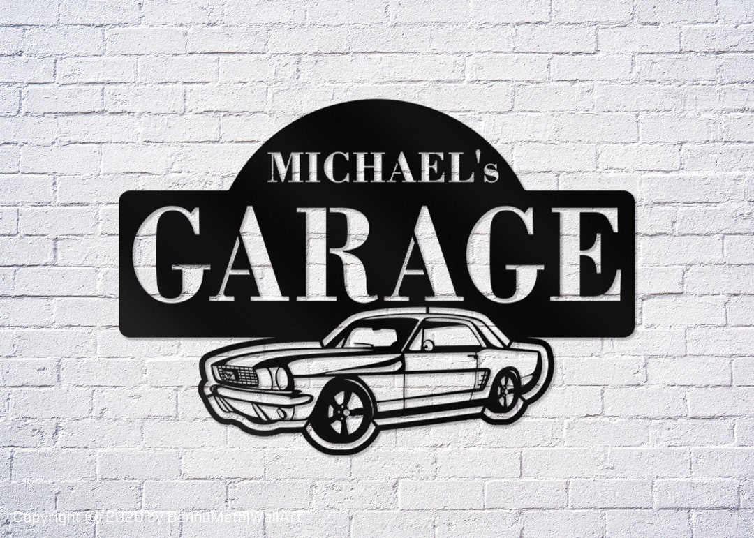 Mustang Garage Sign , Dad's Garage Metal Sign, Personalized Garage Sign