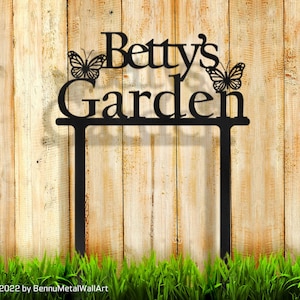 Signo de jardín, Signo de jardín de metal personalizado, Signo de jardín personalizado, Signo de jardín de metal recortado, Decoración de jardín, Signo negro de jardín, Envío gratuito