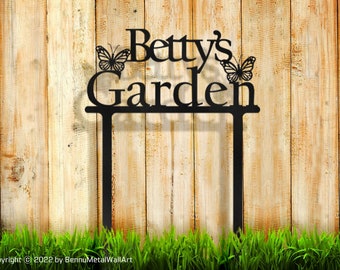 Garden sign, Custom metal garden sign, Personalized Garden Sign, Cutout metal garden sign, Garden decoration, Garden black sign, Free Ship