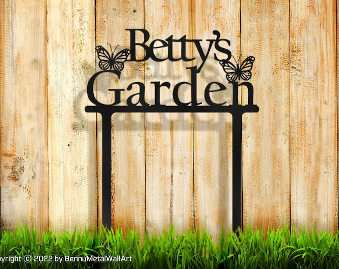 Garden sign, Custom metal garden sign, Personalized Garden Sign, Cutout metal garden sign, Garden decoration, Garden black sign, Free Ship