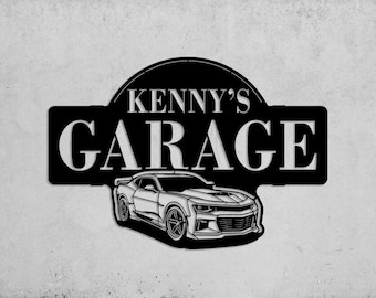 Garage door signs, Personalized metal garage signs, Custom metal garage sign, Personlized christmast gift, Large  Chevy Camaro garage sign