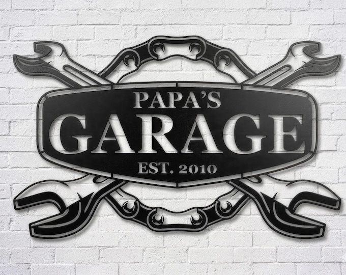 Custom Garage Sign, Personalized Garage Decor , Metal Workshop wall art
