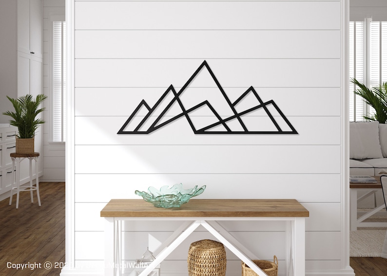 Mountain Line Wall Art Large Metal Mountain Wall Art Modern Etsy