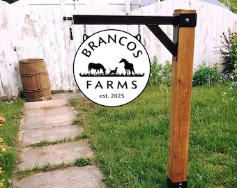 Round Metal Farm Sign – Custom Ranch Entrance Sign with Horse & Animal Silhouette