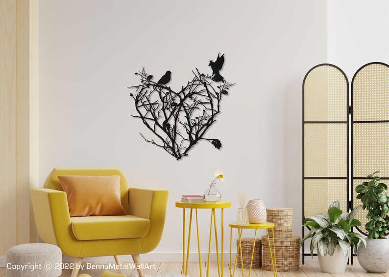 Metal Tree Wall Art Heart Wall Art Tree of Life Metal Wall Etsy