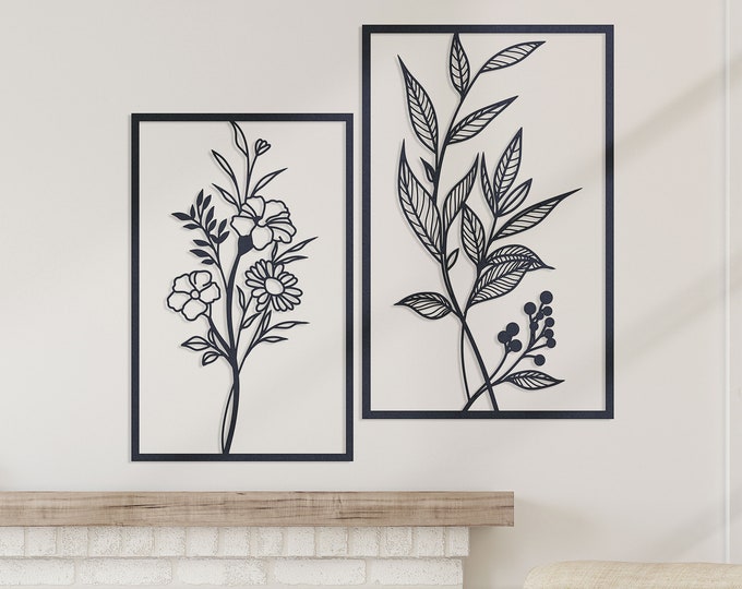 Metal flower design, Flower petals metal wall art, Double leaf metal wall decor, Home metal wall decor, Garden metal wall flower art