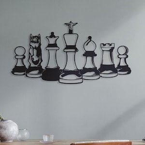 Chess-Themed Home Accessories, Chess Room Decor, Chess Metal Wall Art, chess piece wall decor, Stylish Chess Decor, Chess Room Decor