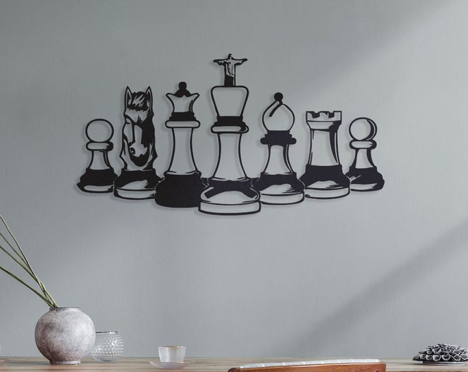 Chess-Themed Home Accessories, Chess Room Decor, Chess Metal Wall Art, chess piece wall decor, Stylish Chess Decor, Chess Room Decor