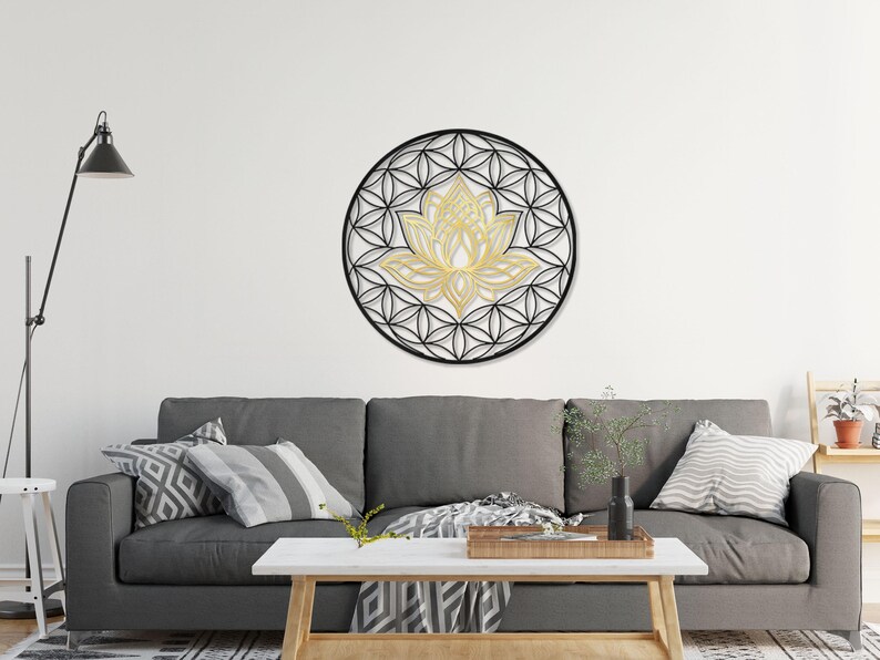 Sacred Geometry Lotus Flower of Life Wall Art, Meditation Yoga Decor - Etsy