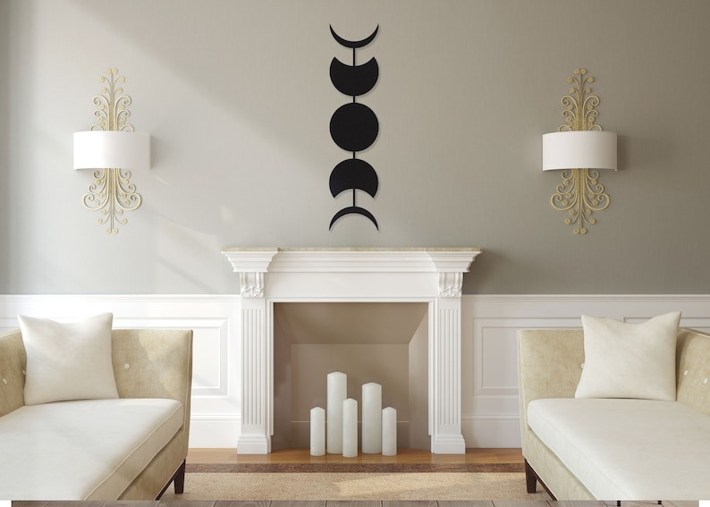 Metal Moon Phases Wall Art: Black & White Astrology Decor - Etsy
