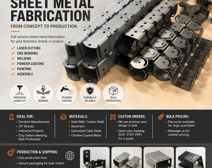 Custom Laser Cut Steel Brackets, Powder Coated Metal Components, Wholesale Fabrication