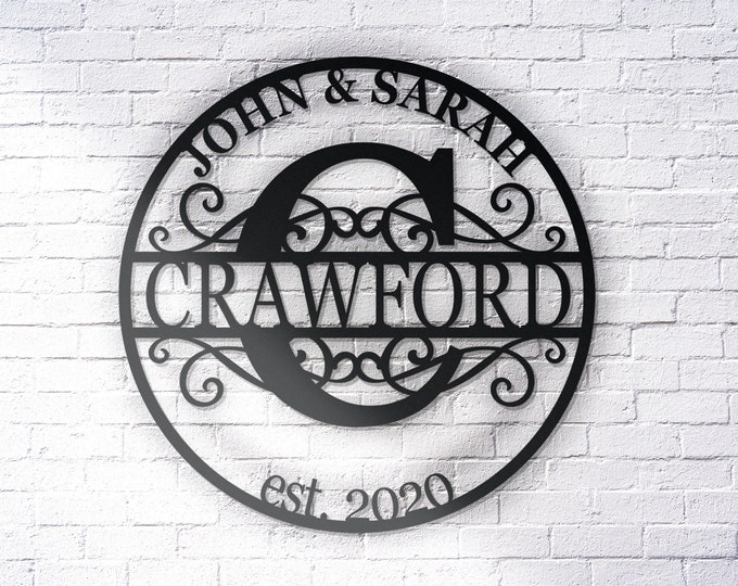 Monogram custom metal sign,Personalized family name sign,Personalized wedding signs gift,Wedding Monogram metal signs,Outdoor metal sign art