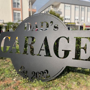 Garage Name Sign – Custom Metal Wall Decor | Personalized Gift for Men, Father’s Day, Birthday | Rustic Garage Sign