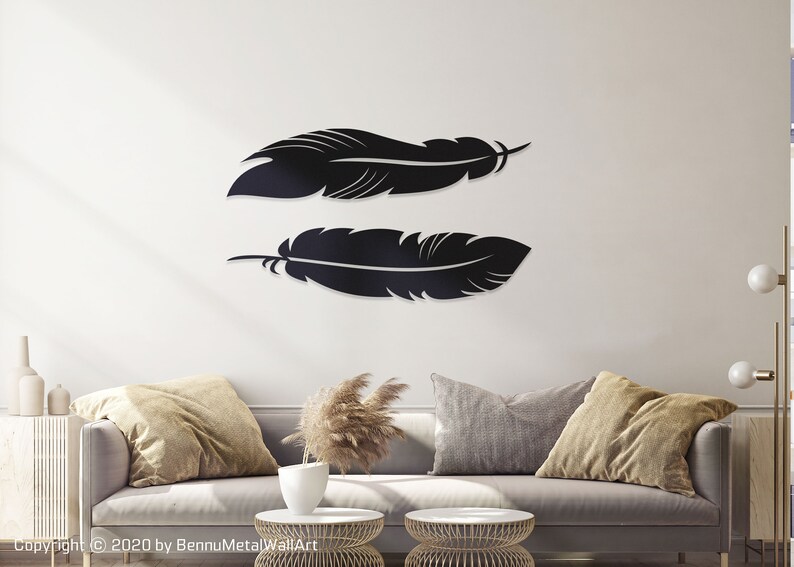 Metal Feather Wall Art Metal Feather Wall Decor Feather Wall Etsy
