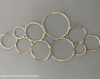 Circle wall art, Buble wall art, 3D sculpture wall art, Geometric wall art,  Twisted rings decor, Modern circle wall art, Gold wall art