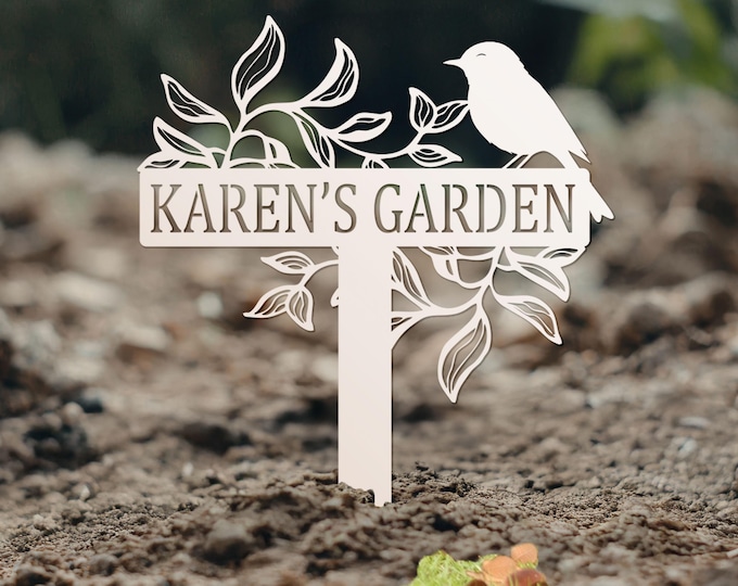 Custom Metal Garden Sign with Stakes, Personalized Yard Sign, Garden Decor for Outdoor