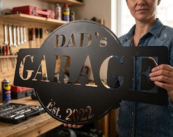 Custom Metal Garage Sign with Personalized Tool Design