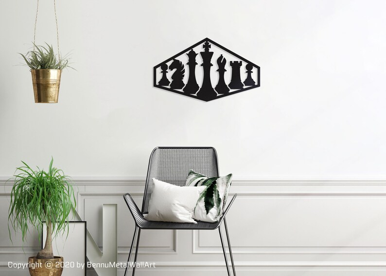 Decorative Chess Set Pieces Metal Wall Art Chess Room Decor Etsy