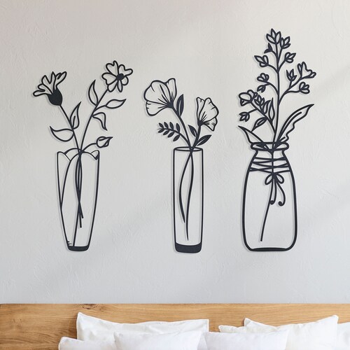 Flower Wall Art Black Flower Metal Wall Decor Large Metal Etsy