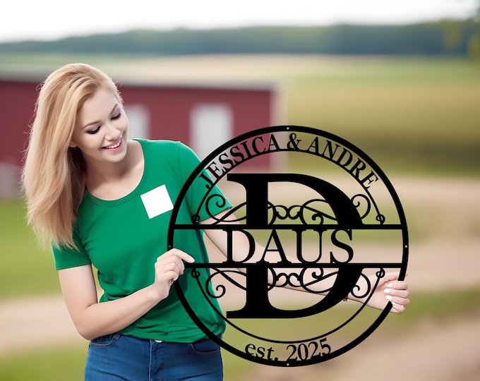 Custom Metal Family Name Sign – Personalized Monogram Plaque for Home & Wedding Gift