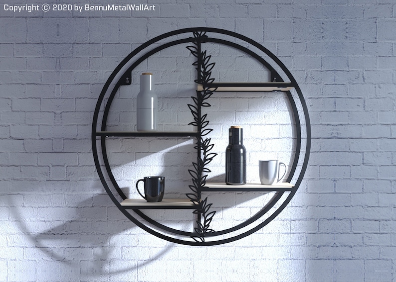 Metal Wall Shelf Storage Organizer Shelf Metal Wood Etsy