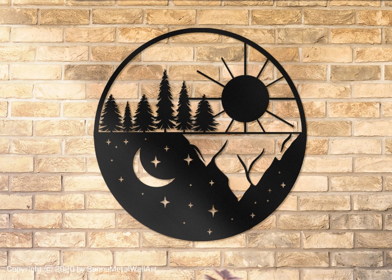 Sun and Moon Metal Wall Art Moon and Sun Solstice Sun and Etsy