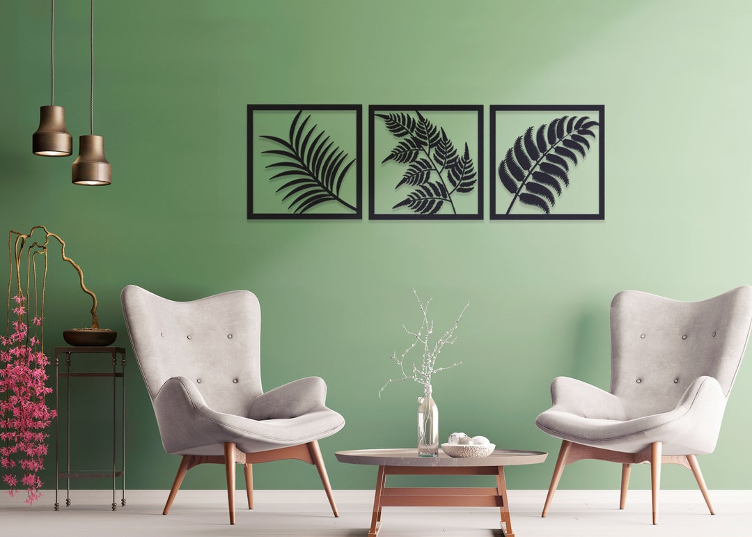 Metal Leaf Wall Art Decor: Tropical Palm Leaves, Set of 3 - Etsy